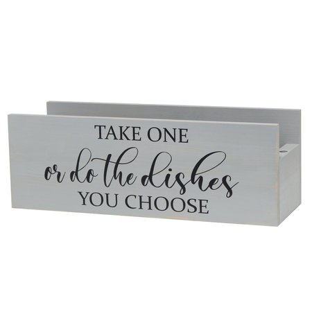 ELEGANT DESIGNS Kitchen Organizer Take One or do the Dishes You Choose Script in Black and Marker Slot, Gray HG2035-GRY
